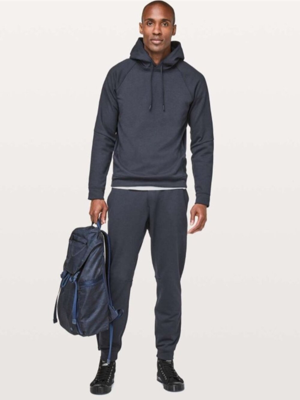 Lululemon City Sweat Pullover Hoodie Men Small Thermo Navy Performance FLAW